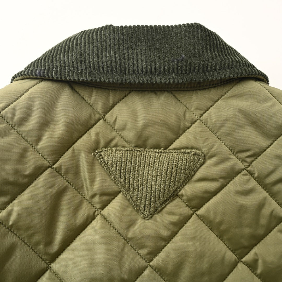 Quilted Corduroy Collar Olive Green