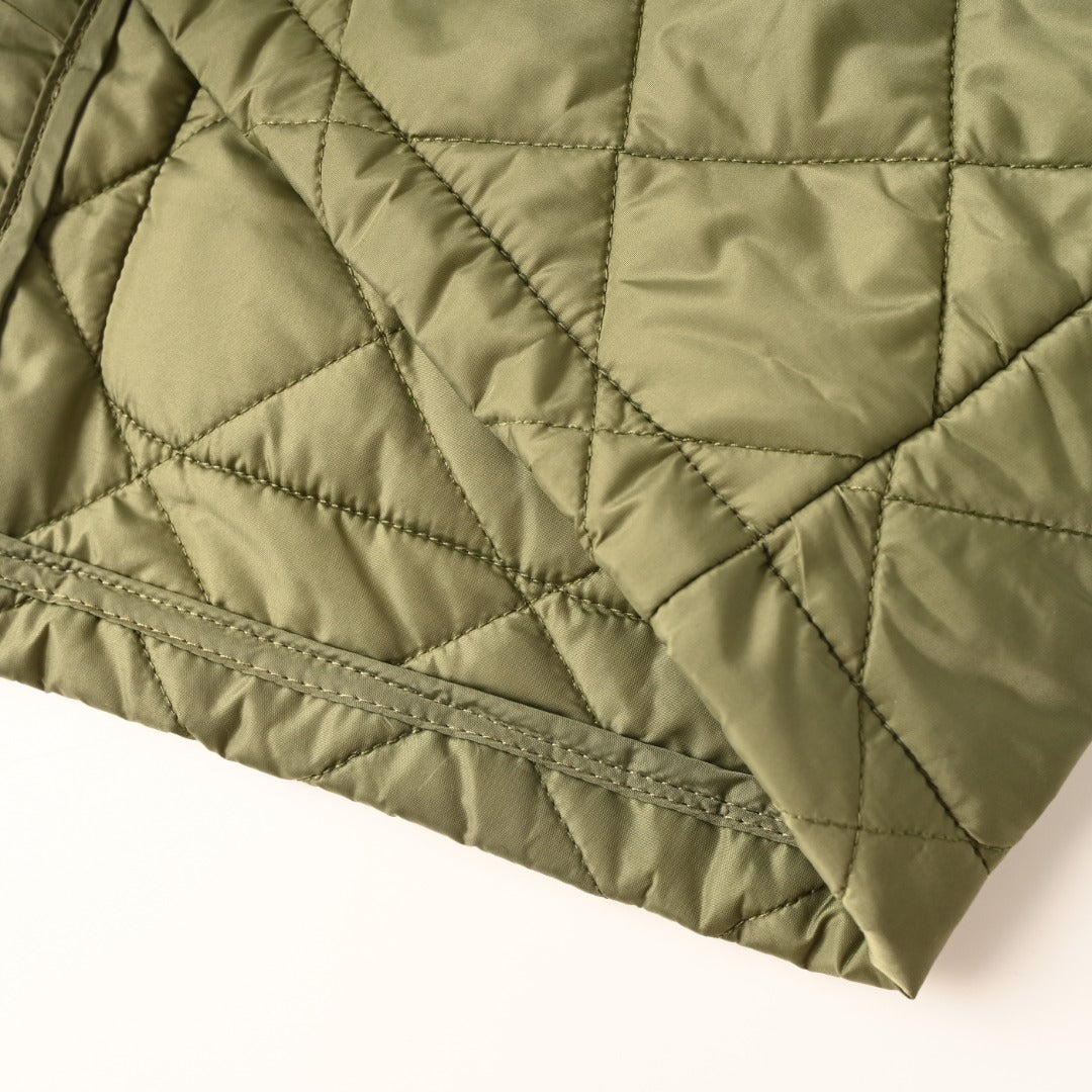 Quilted Corduroy Collar Olive Green