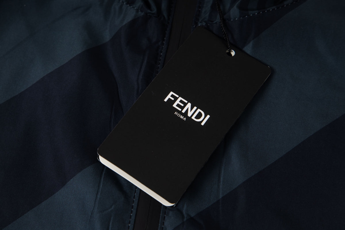 Reversible Diagonal-Stripe Windbreaker Navy / Blue