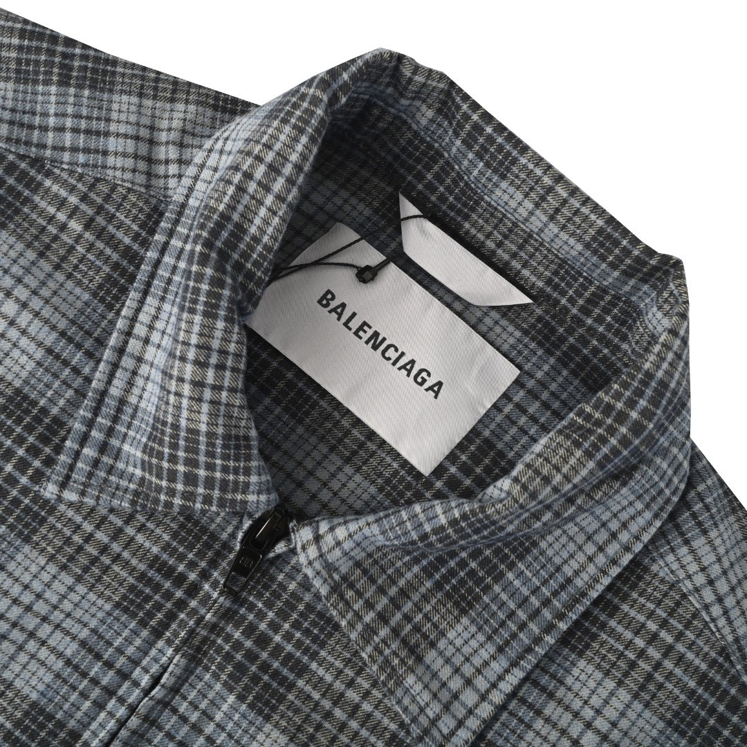 Padded Check Overshirt Blue