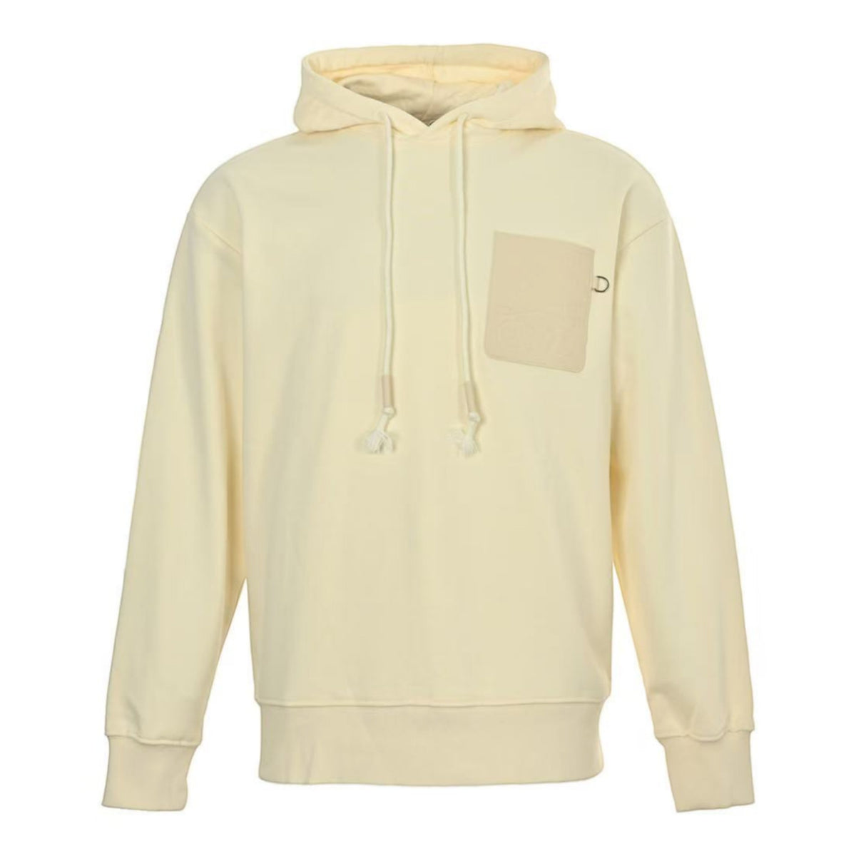 Anagram Leather-Pocket Hoodie Cream