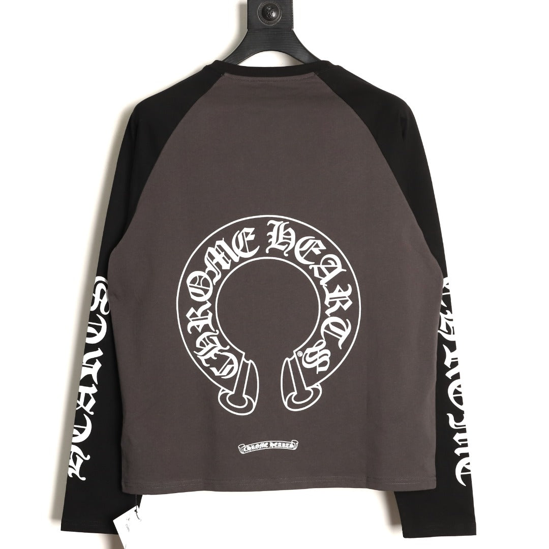 Horseshoe Raglan Long Sleeve T-Shirt Charcoal & Black