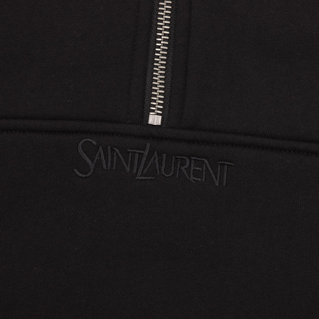 Logo Embroidery Half-Zip Black