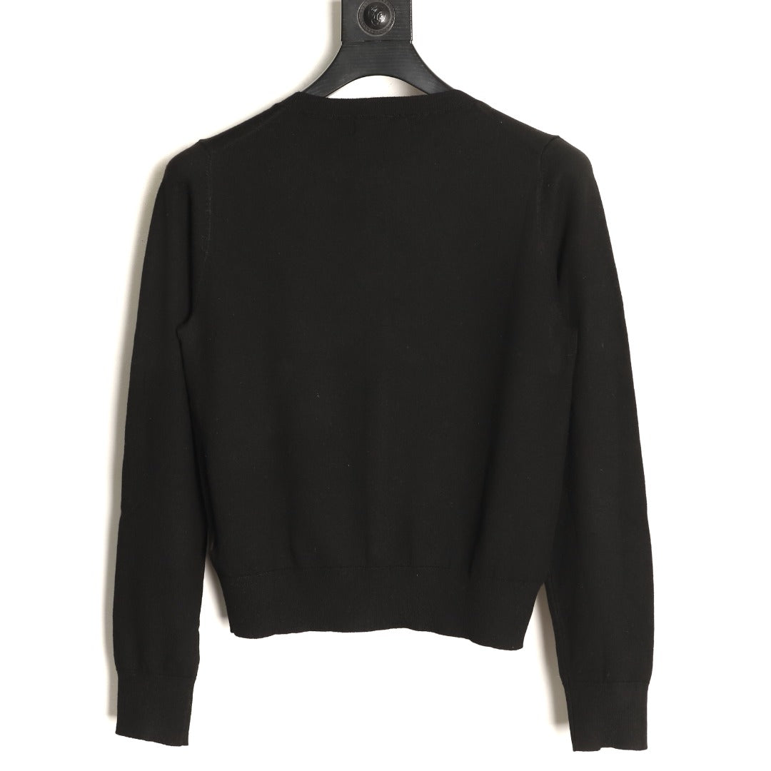 Stretch Cotton-Blend Crewneck Cardigan Polo Black