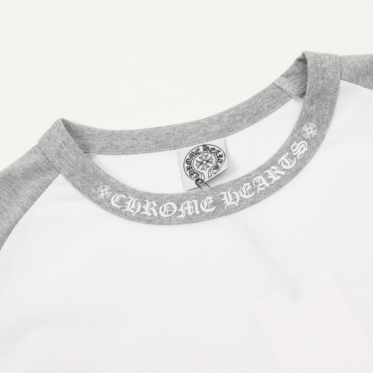 Graphic Raglan Long Sleeve T-Shirt White & Grey