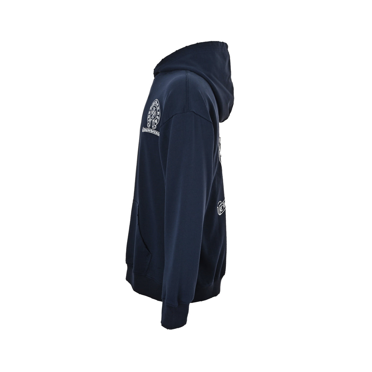 Circular Logo Pullover Hoodie Dark Navy Blue