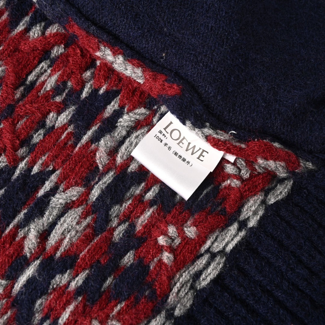 Jacquard Zip-Up Navy Grey