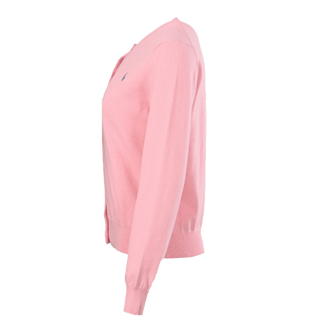 Cotton Crewneck Cardigan Light Pink