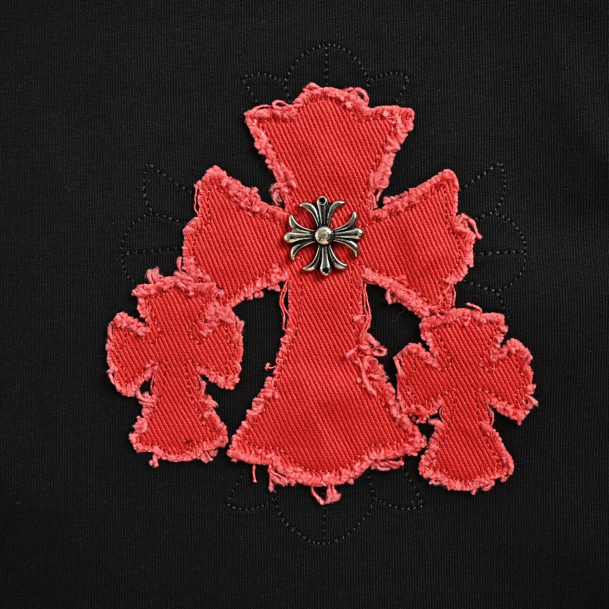Red Cross Patch Long Sleeve T-Shirt Black