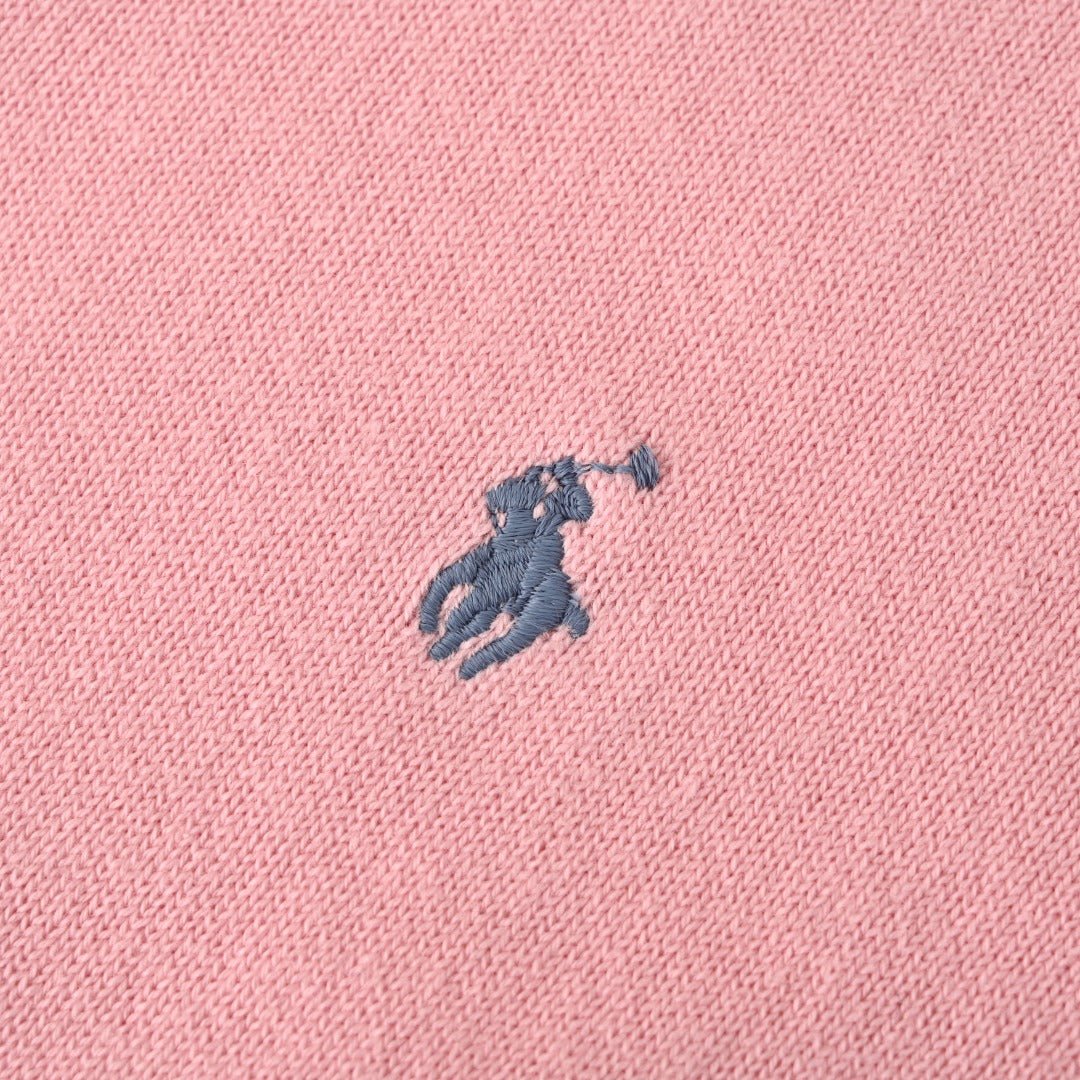 Cotton Crewneck Cardigan Light Pink