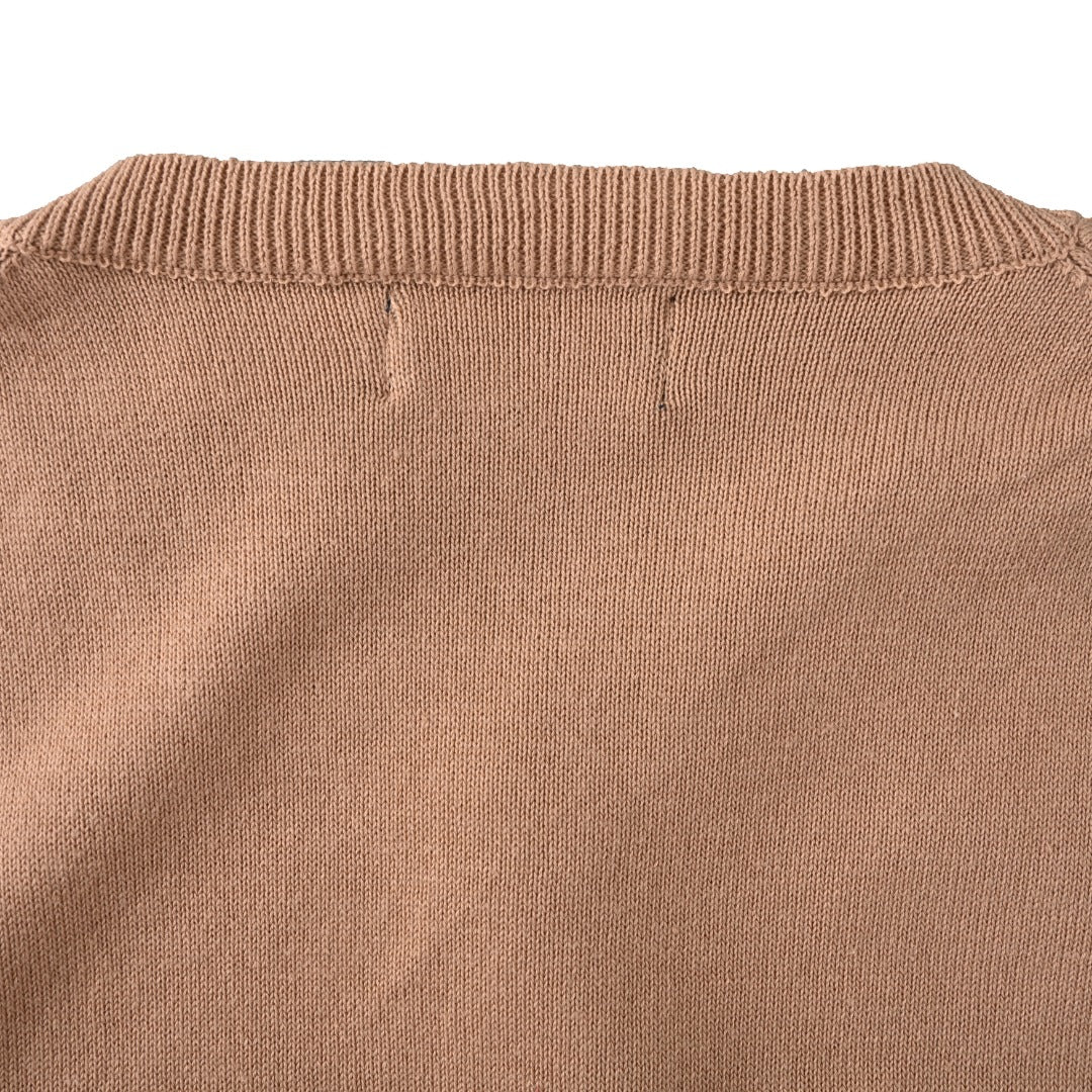 Cotton Crewneck Cardigan Camel Melange