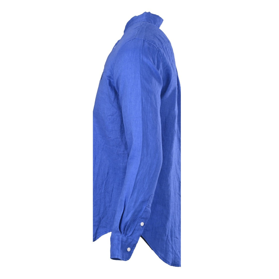 Linen Button-Down Shirt Iris Blue