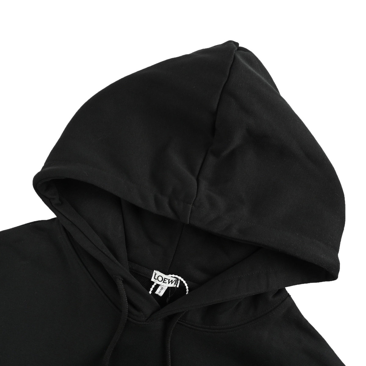 Anagram Leather-Patch Hoodie Black