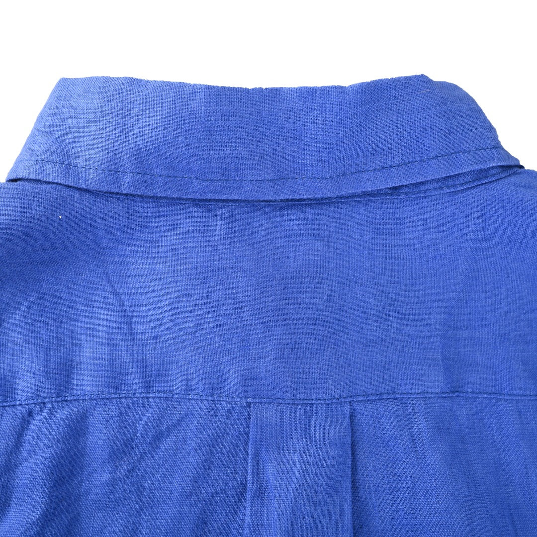 Linen Button-Down Shirt Iris Blue