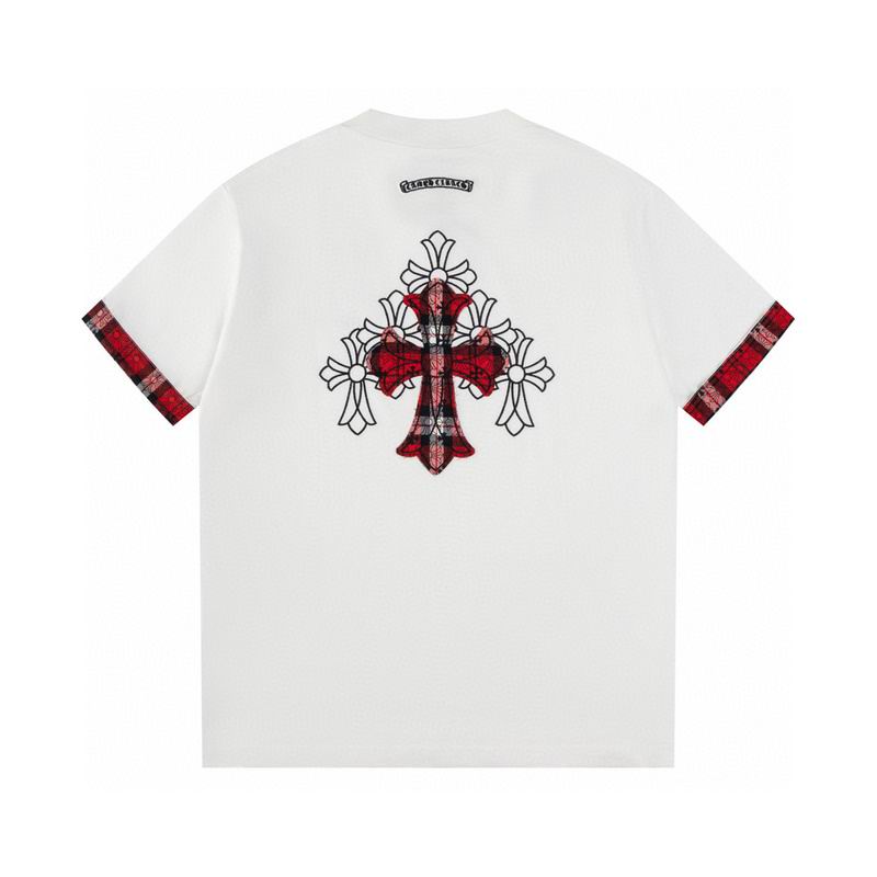 Plaid Sleeve Cross Graphic White
