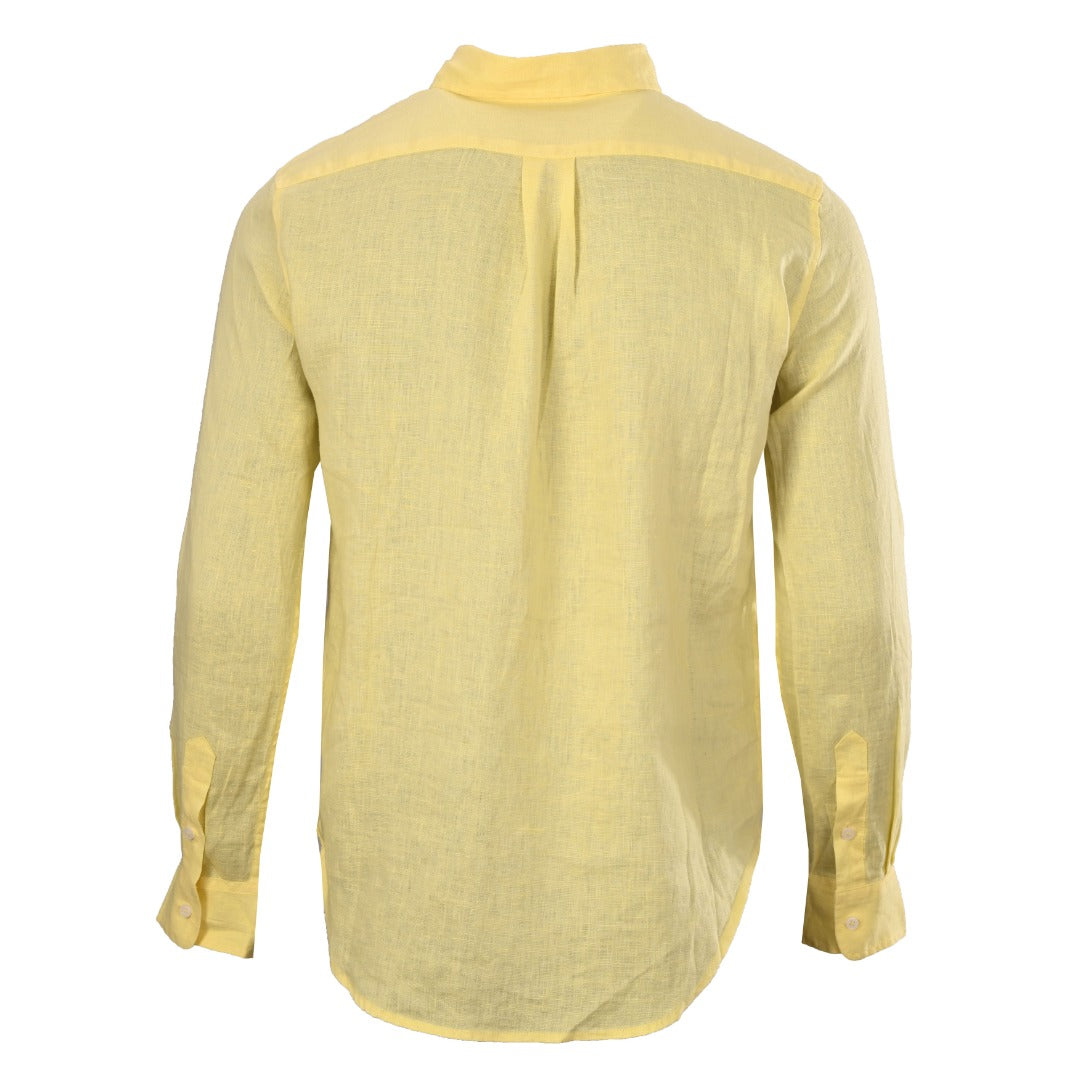 Linen Button-Down Shirt Pastel Yellow