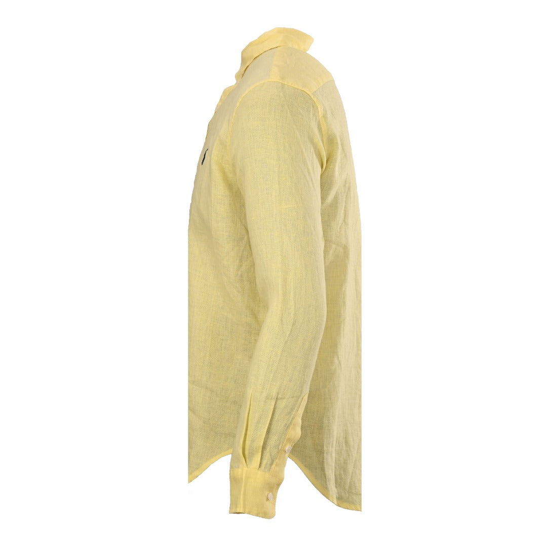 Linen Button-Down Shirt Pastel Yellow
