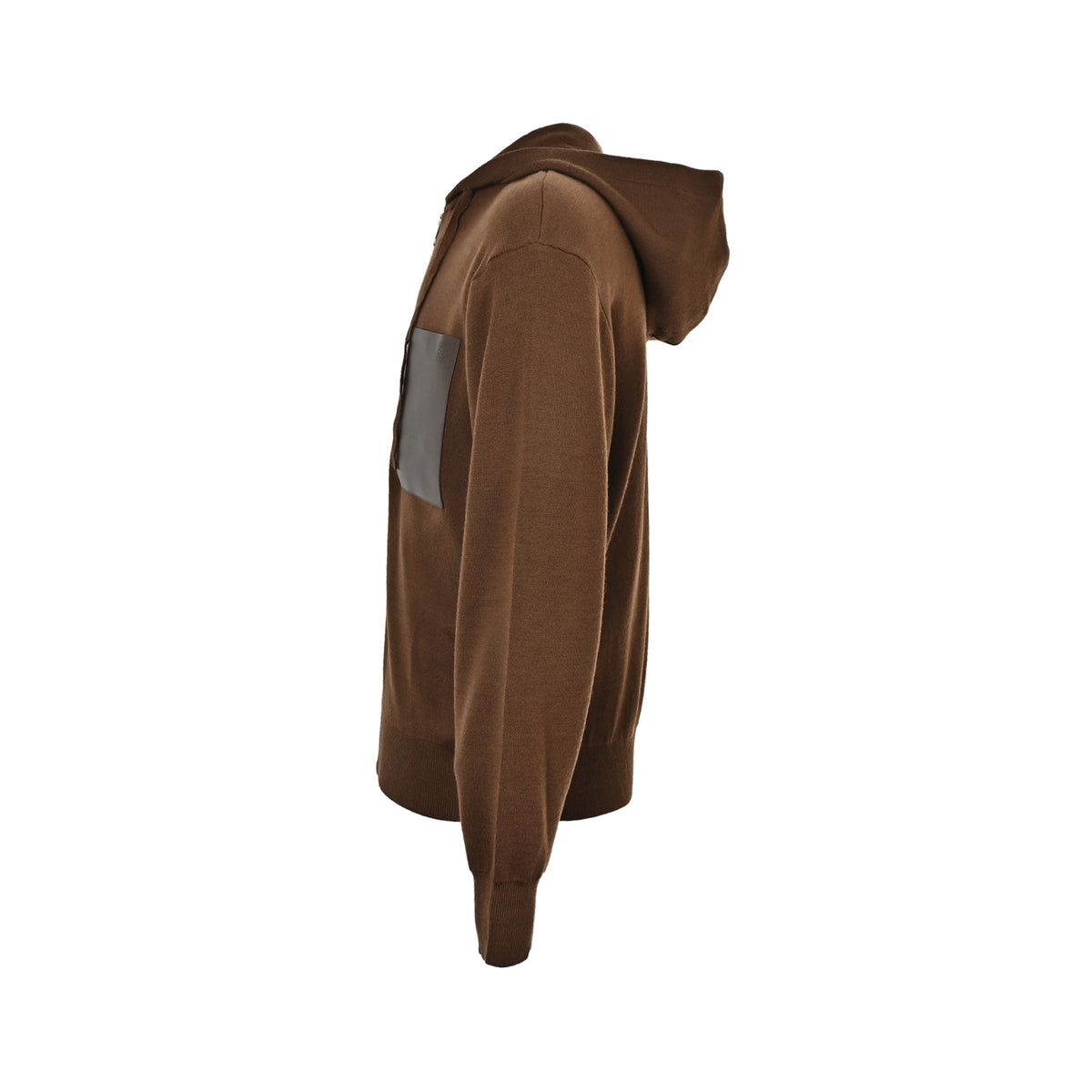 Anagram Leather-Pocket Zip-Up Brown