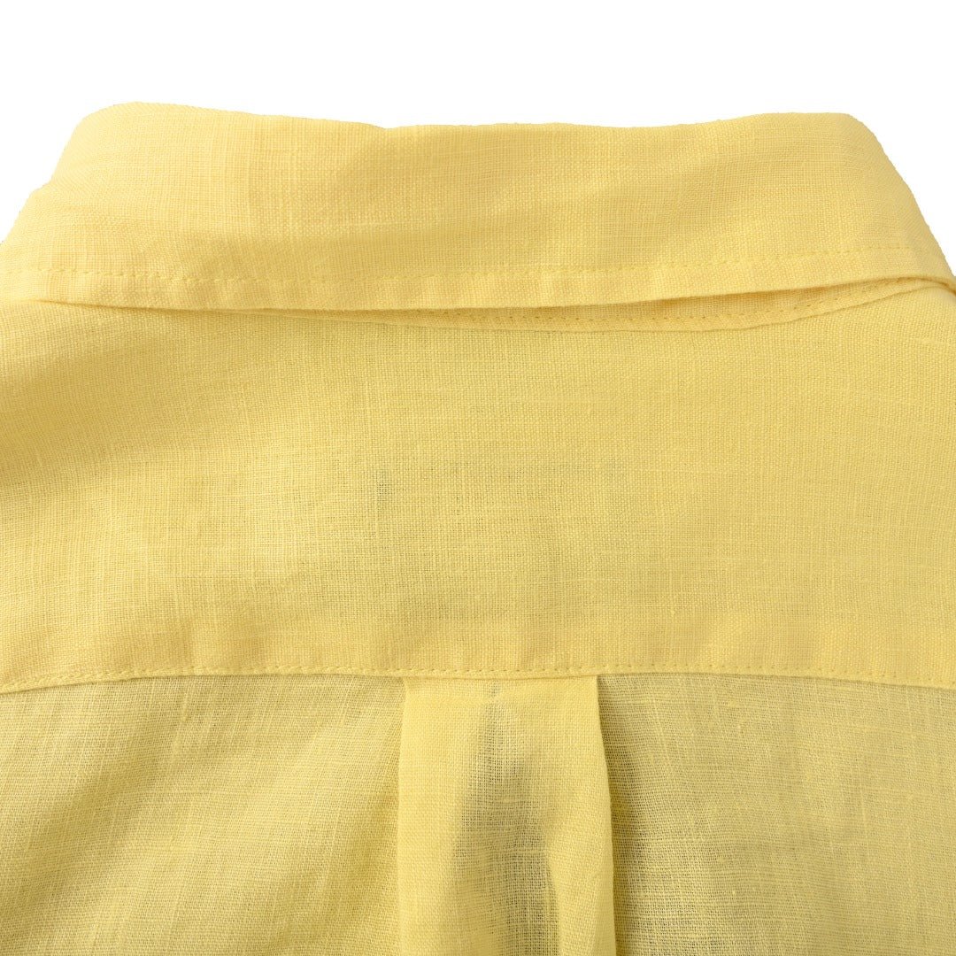 Linen Button-Down Shirt Pastel Yellow