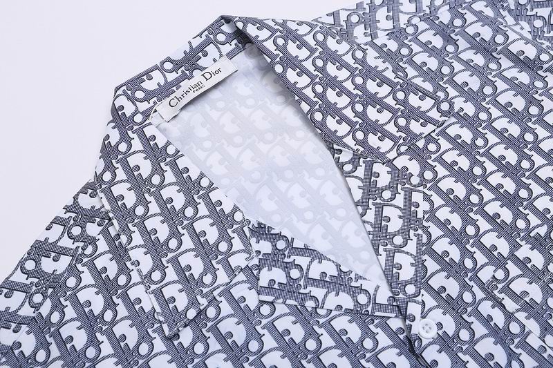 Oblique Monogram Silk Hawaiian Shirt Blue White