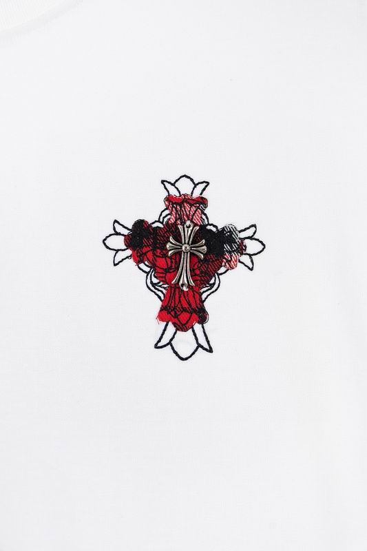 Plaid Sleeve Cross Graphic White