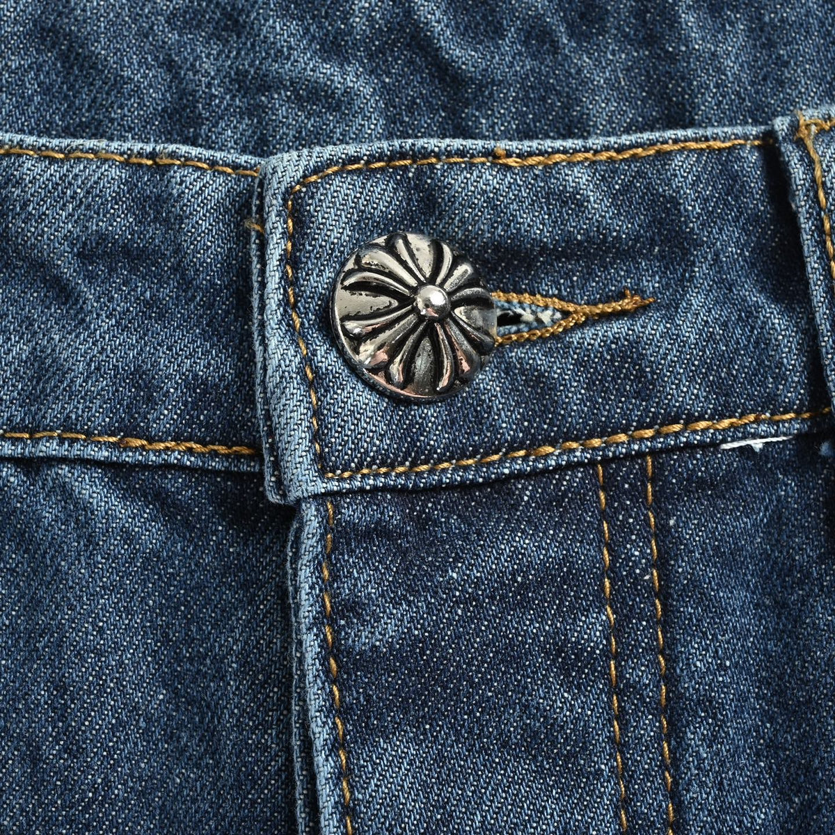 Multicolor Cross Patch Denim Jeans Blue Wash
