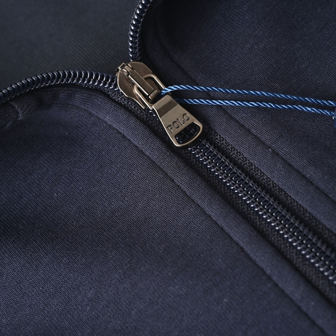 Double-Knit Quarter-Zip Pullover Navy Blue