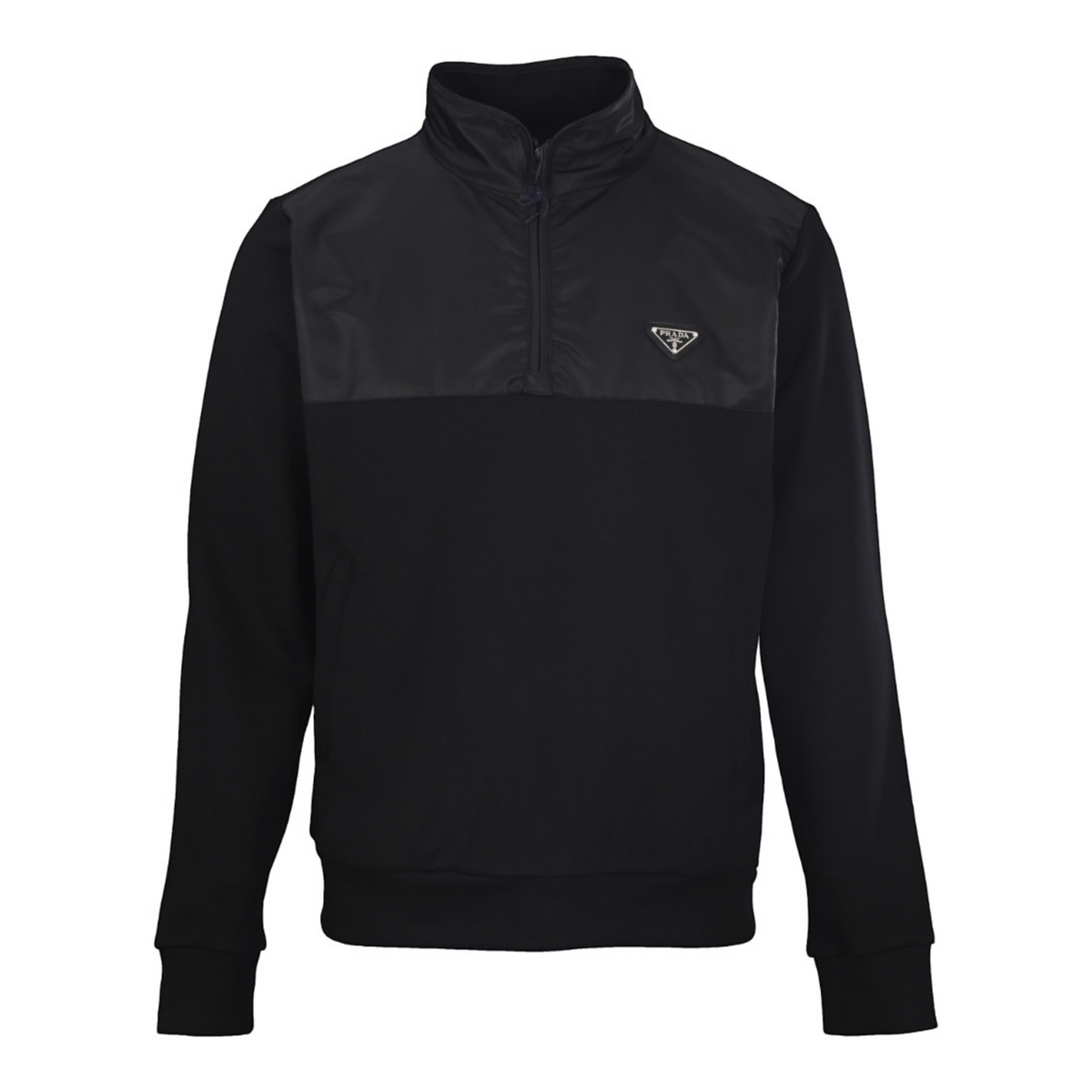 Cotton & Re-Nylon Half-Zip Black