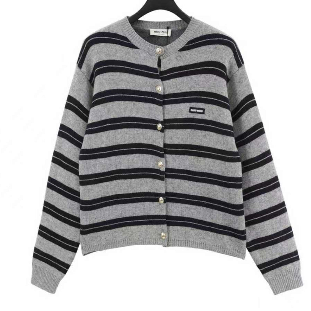 Striped Double-Knit Grey & Navy