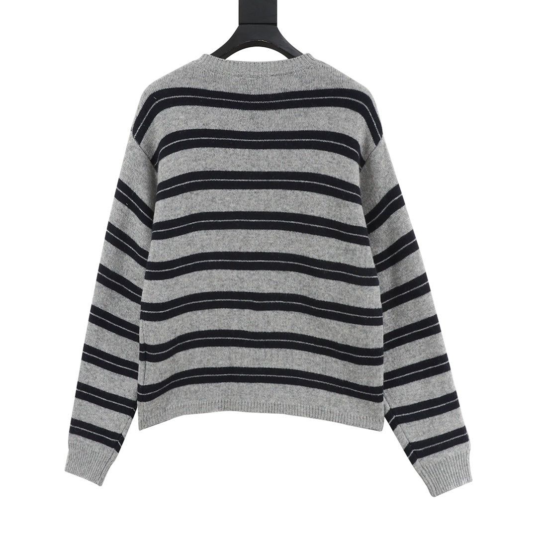Striped Double-Knit Grey & Navy