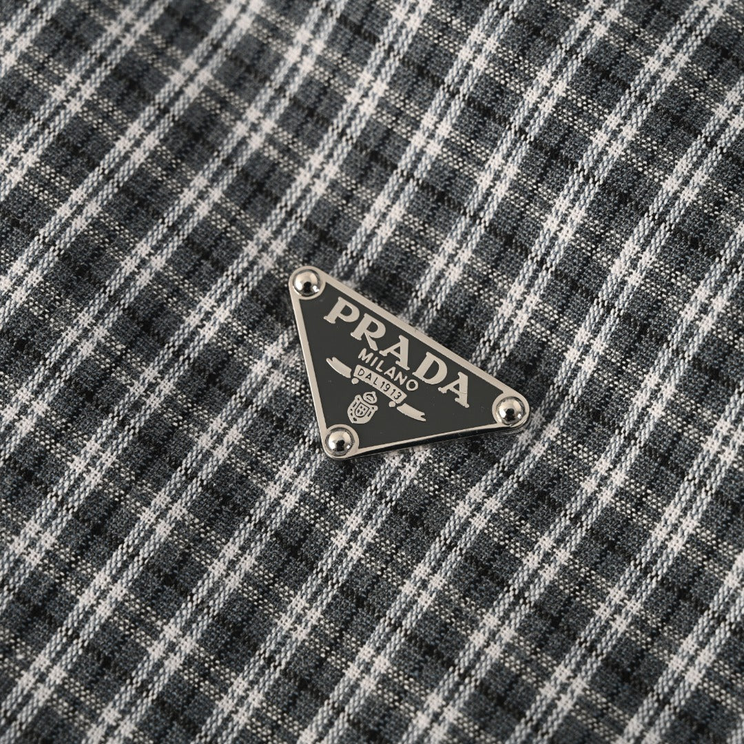 Reversible Checked Poplin Iron Grey