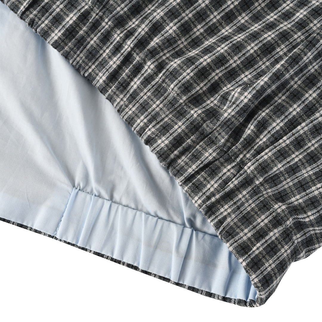 Reversible Checked Poplin Iron Grey