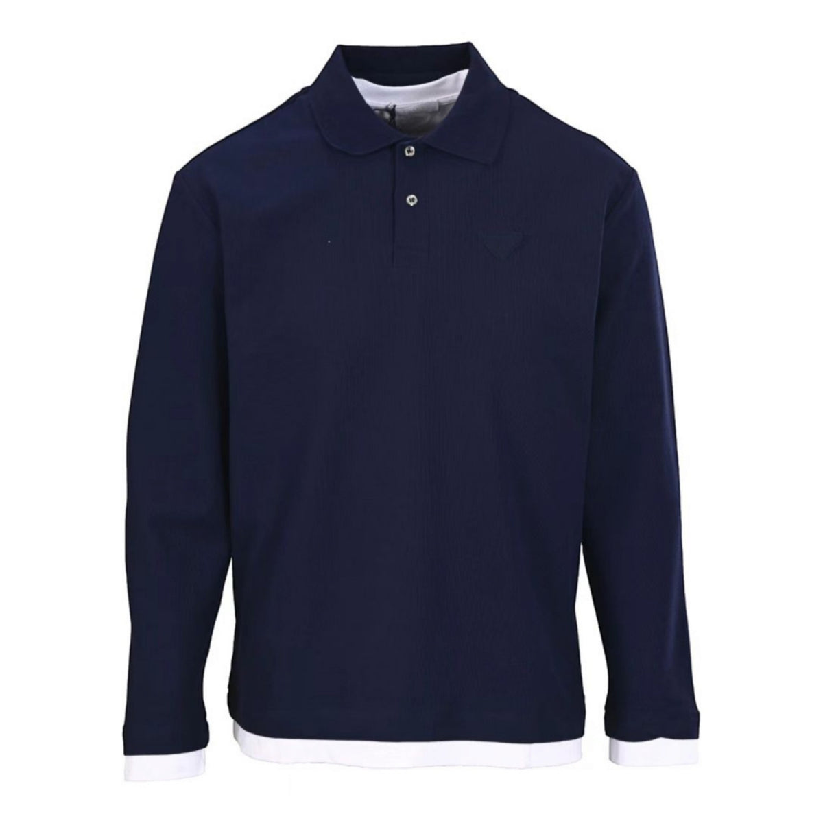 Layered Long-Sleeve Navy Blue & White