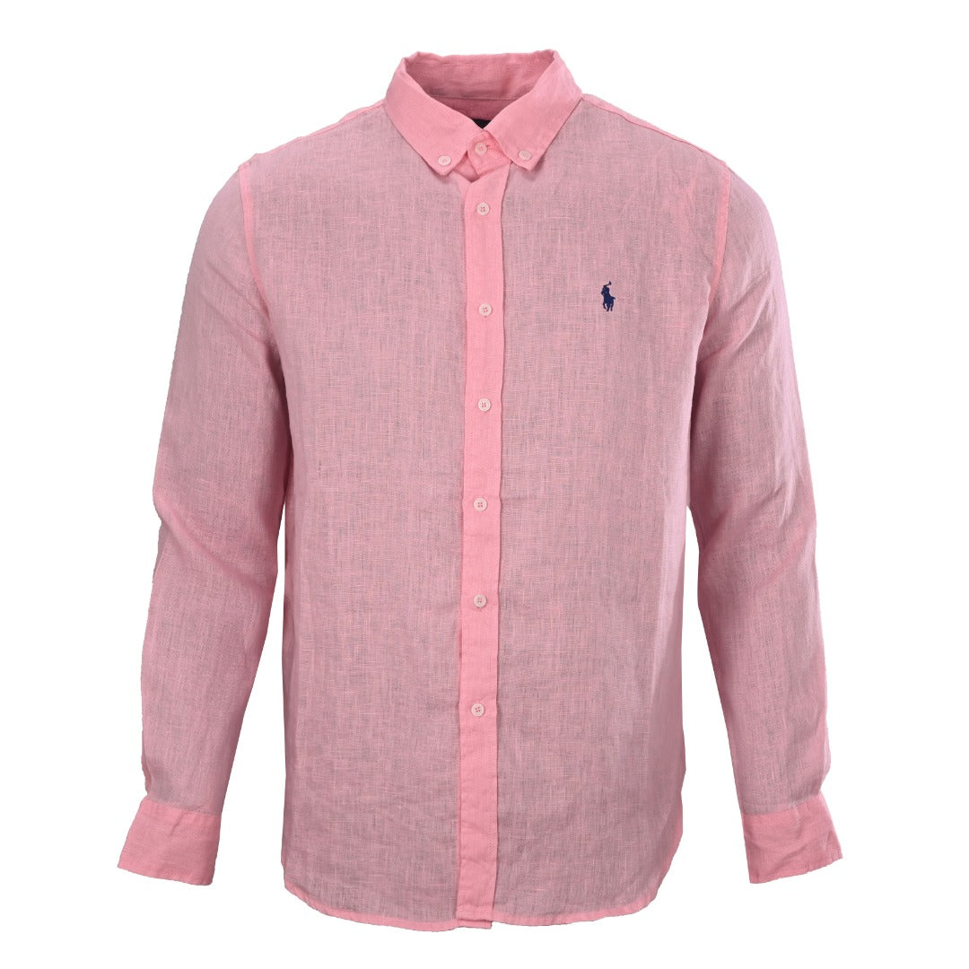 Linen Button-Down Shirt Light Pink