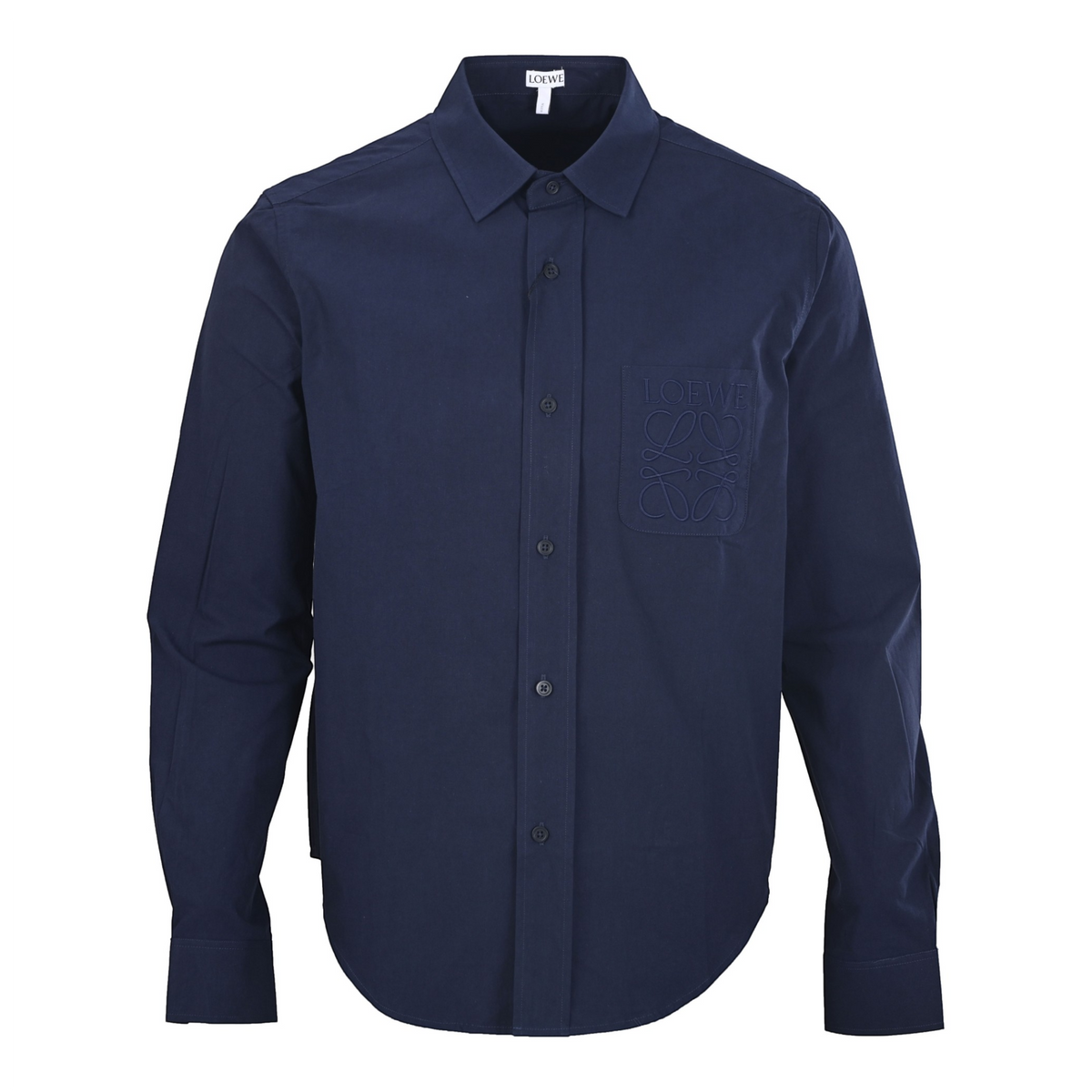 Anagram-Embroidered Poplin Navy Blue