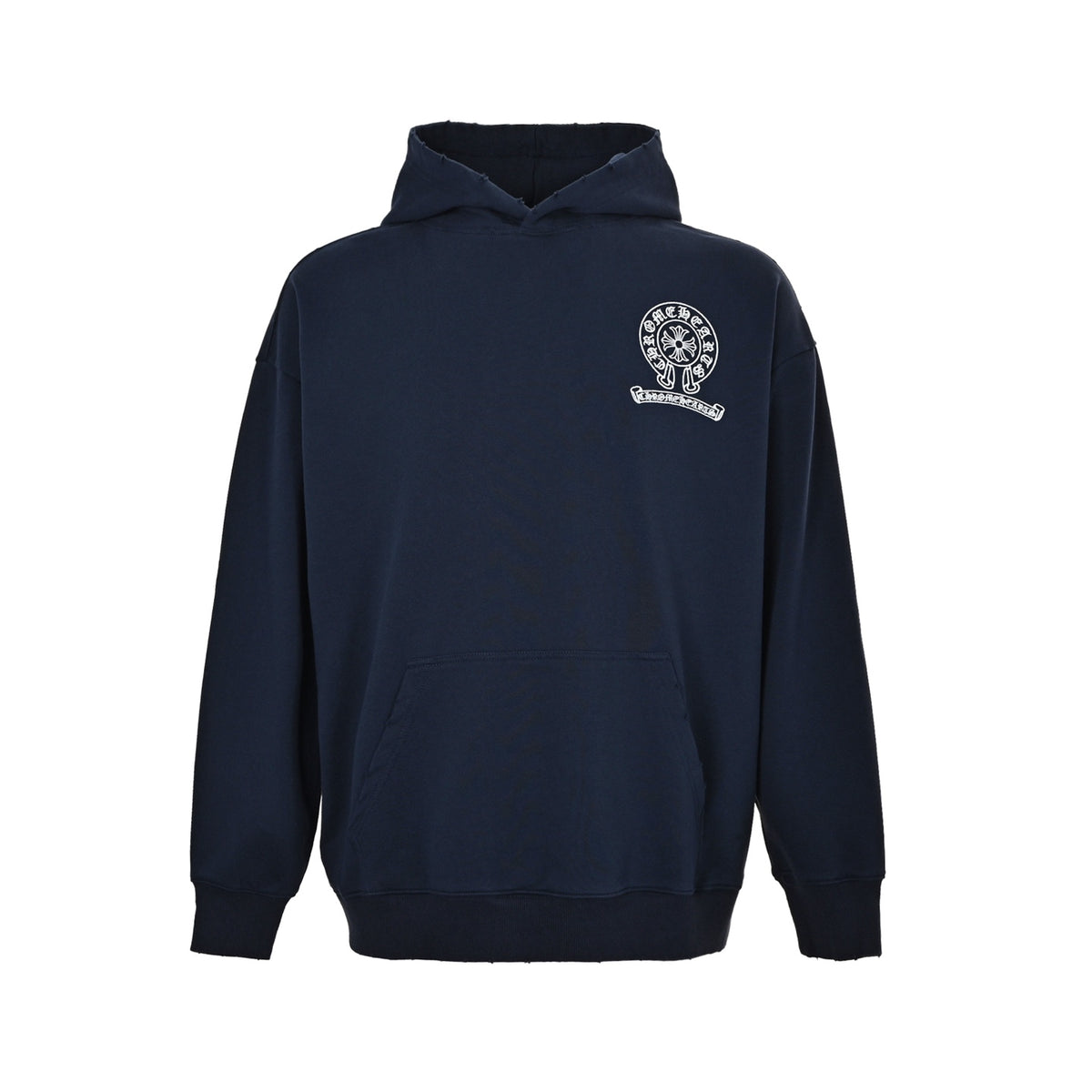 Circular Logo Pullover Hoodie Dark Navy Blue
