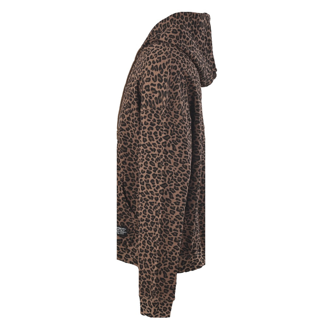 Hooded Zip Up Thermal Leopard