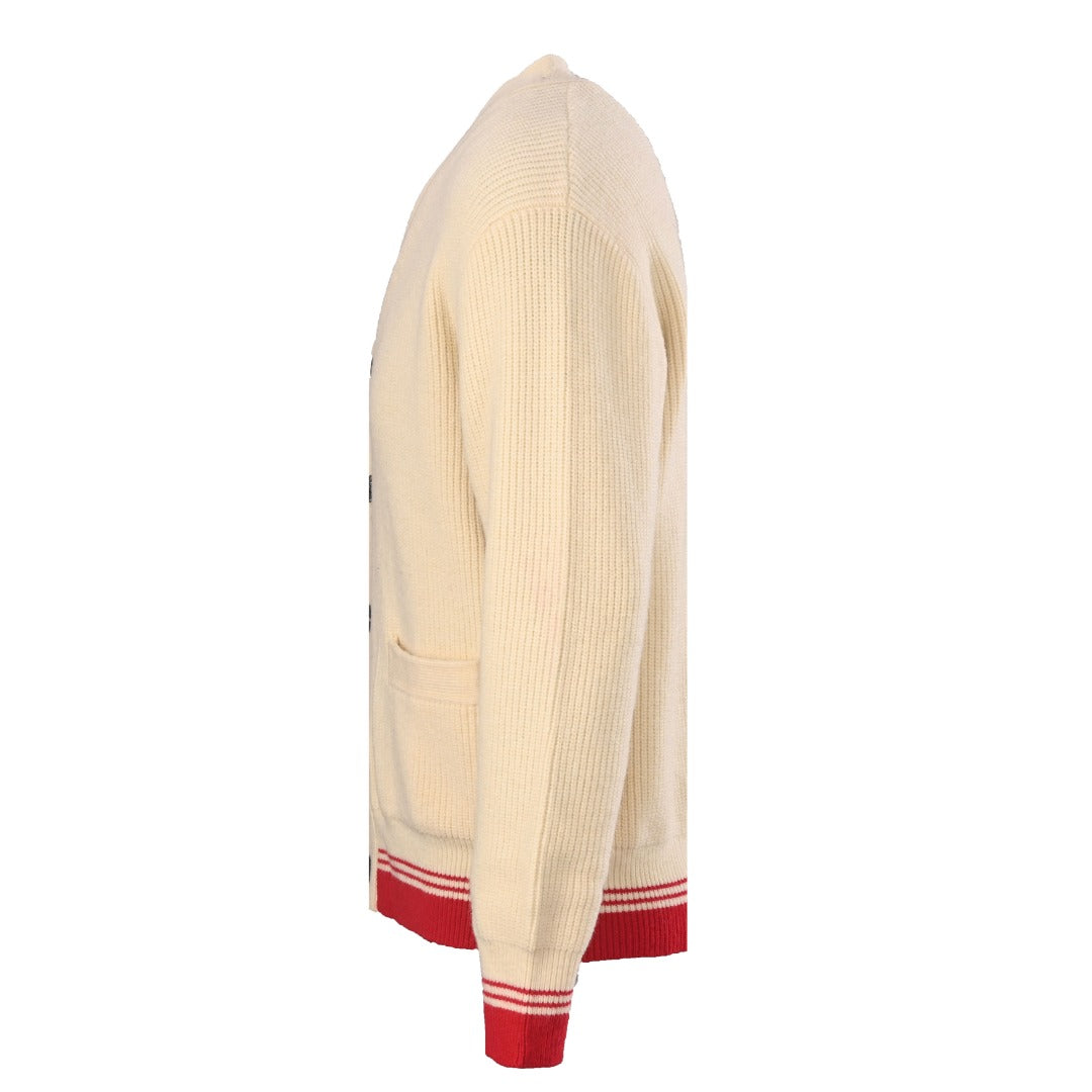 Ribbed College Cream & Red