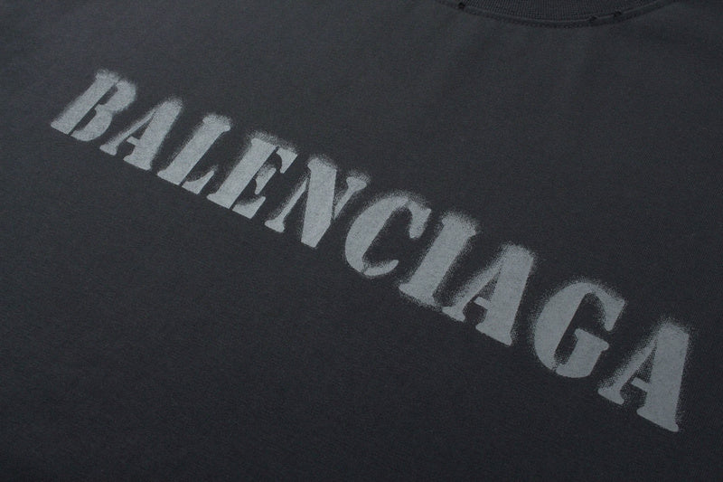 Stencil Type T-Shirt Stained Black