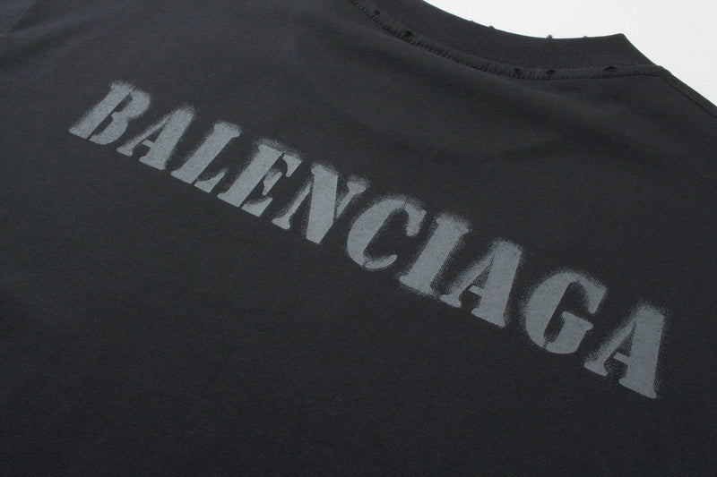 Stencil Type T-Shirt Stained Black