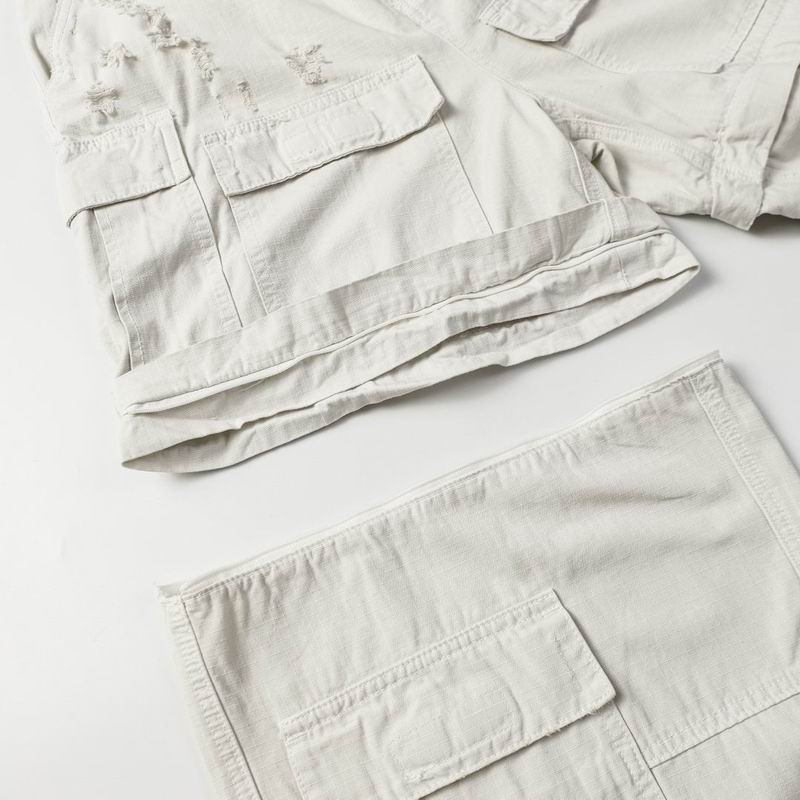 Convertible Distressed Cargo Trousers Light Beige