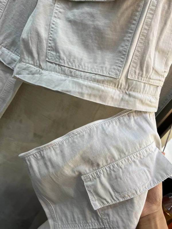 Convertible Distressed Cargo Trousers Light Beige