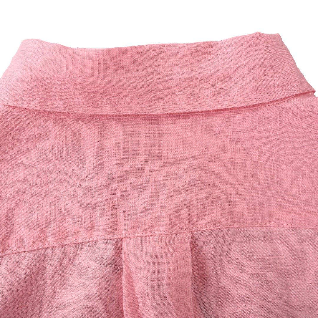 Linen Button-Down Shirt Light Pink