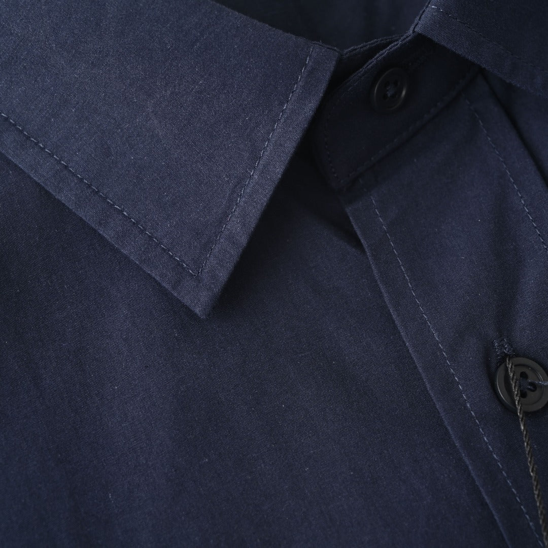 Anagram-Embroidered Poplin Navy Blue