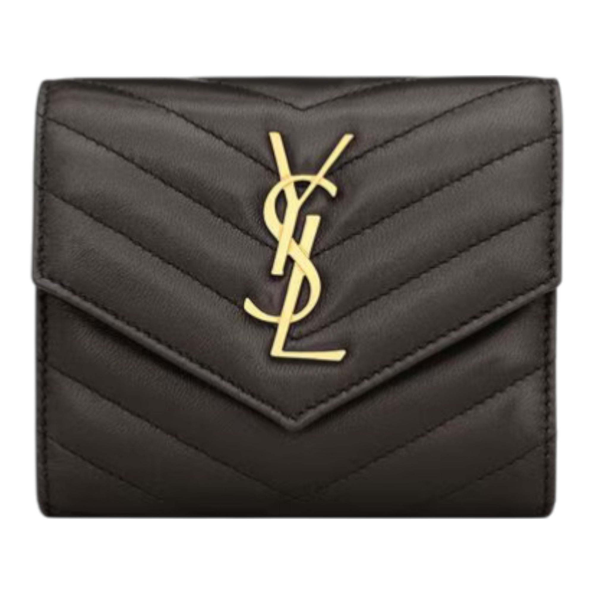 Saint Laurent Cassandre Matelassé Compact Tri-Fold Wallet in Quilted Lambskin