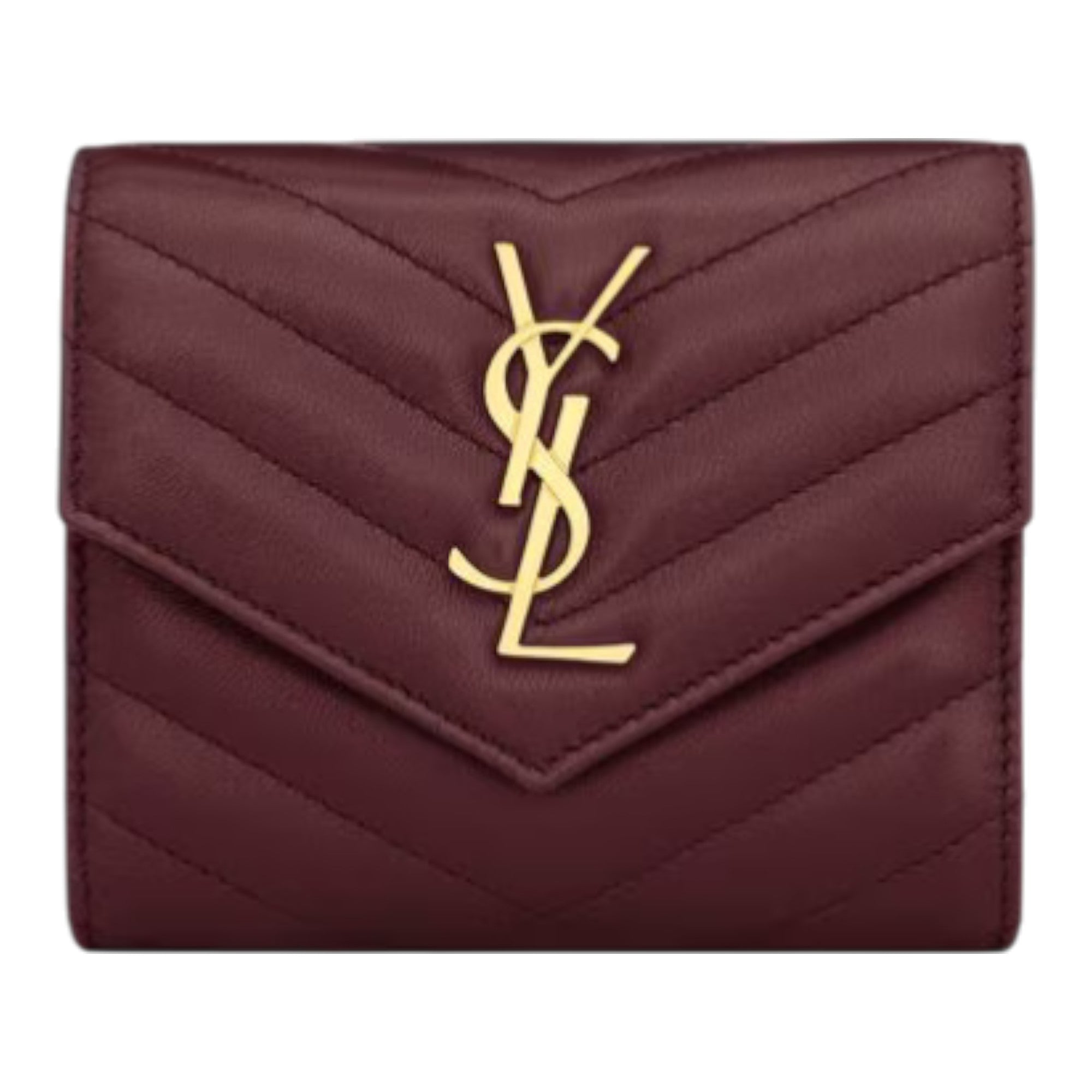 Saint Laurent Cassandre Matelassé Compact Tri-Fold Wallet in Quilted Lambskin