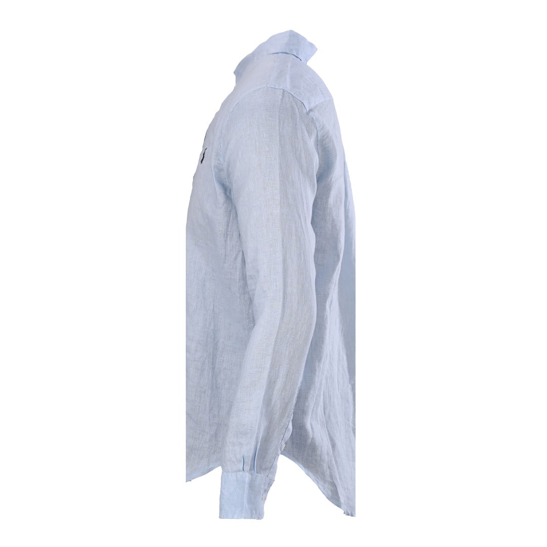 Linen Button-Down Shirt Light Blue