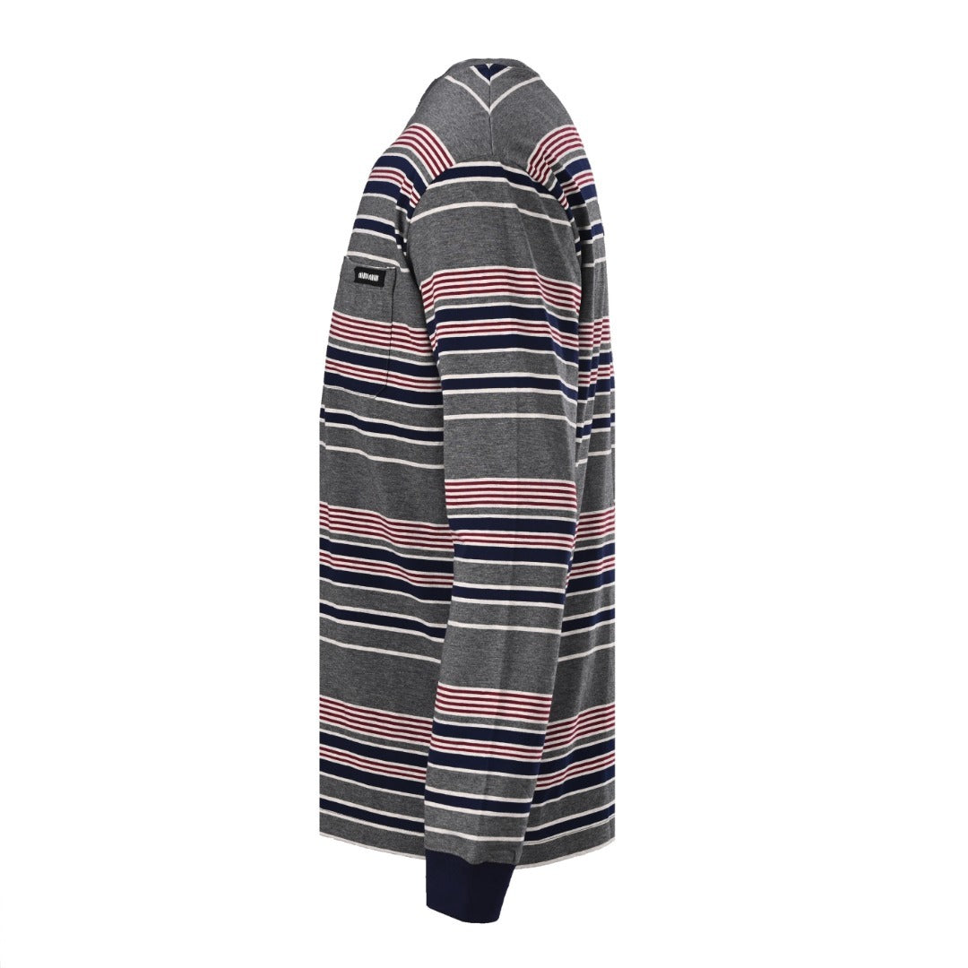 Striped Pocket Grey, Navy & Red
