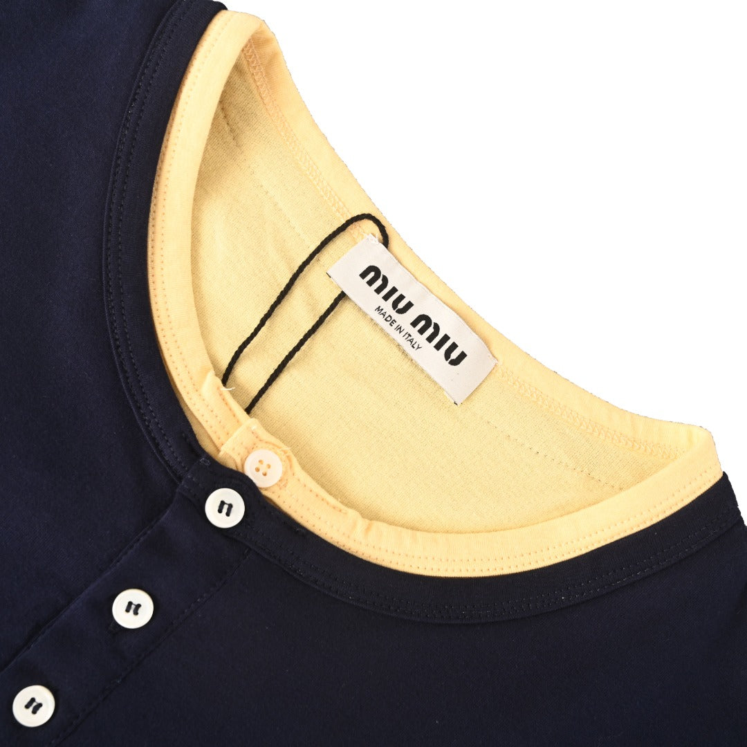 Layered Jersey Henley Blue