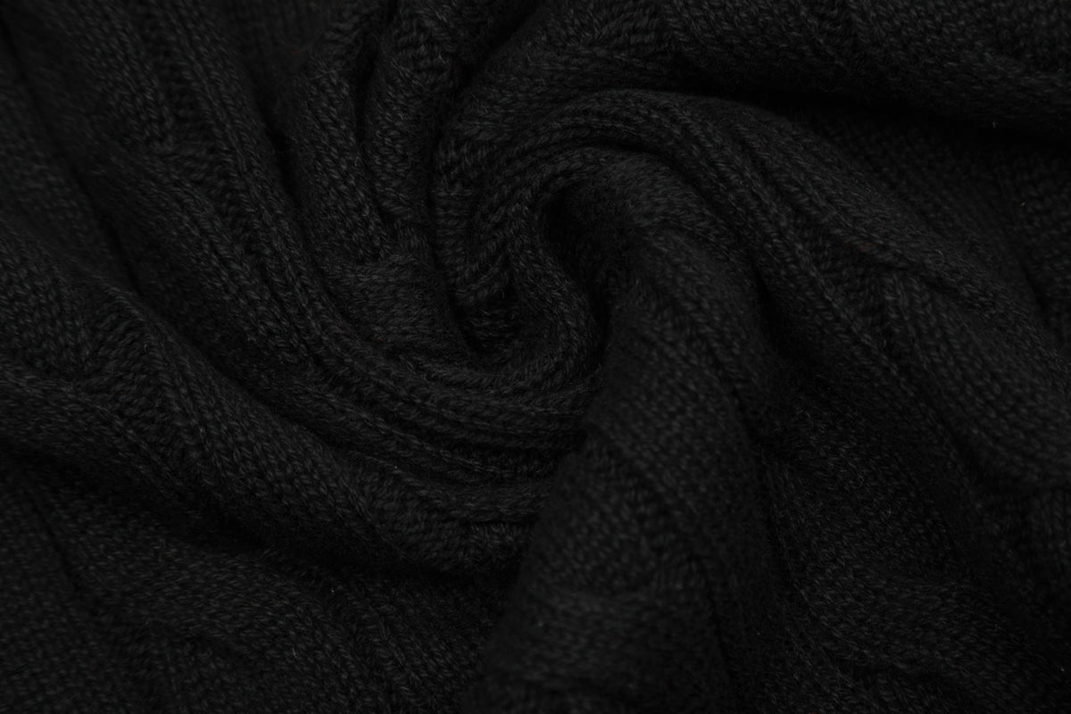 Cable-Knit Crewneck Sweater Black